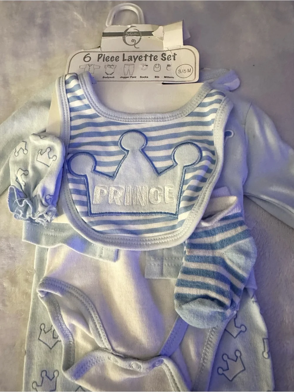 Baby Prince 6-Piece Matching Layette Set - Light Blue